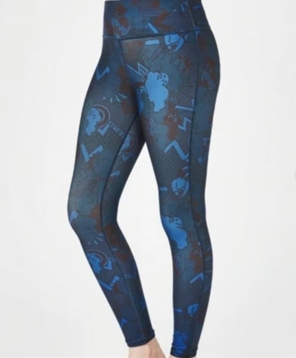Sweaty Betty Contour 7/8 Leggings Womens Medium Blue Black Abstract Print SB2451